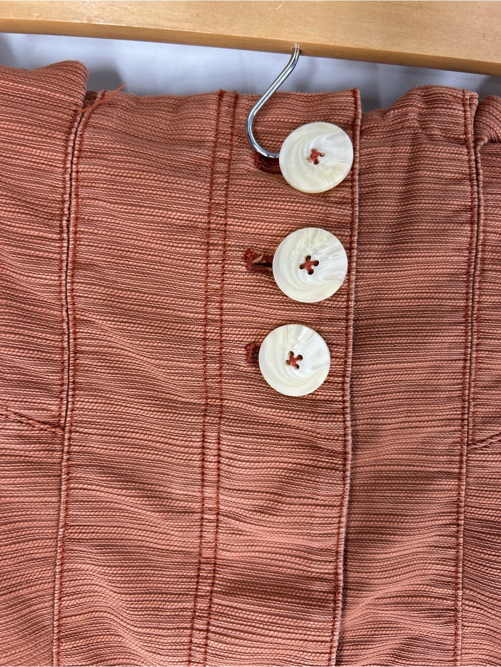 Free People Burnt Orange Button-Front Mini Skirt - Picture 2 of 6